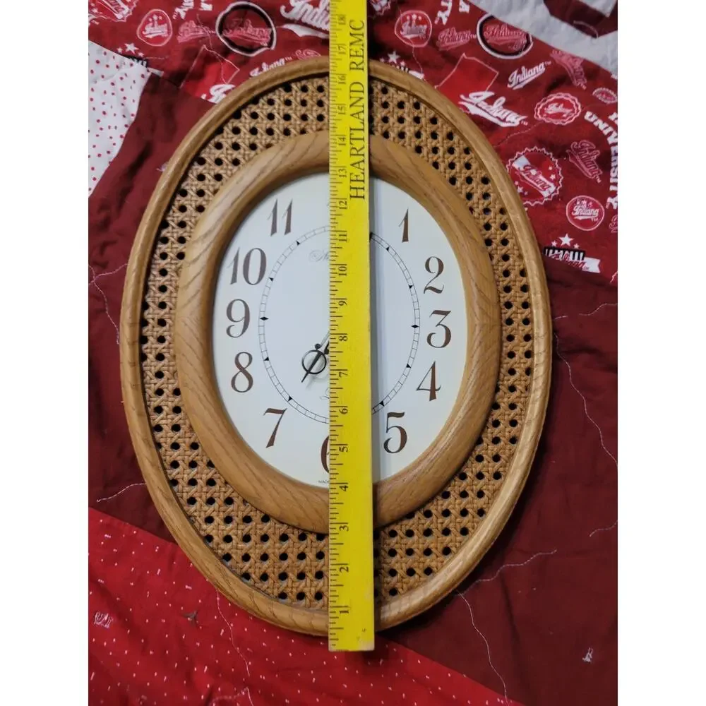 VTG Bohemian Style, New Haven Faux Wicker/Rattan Oval Wall Clock